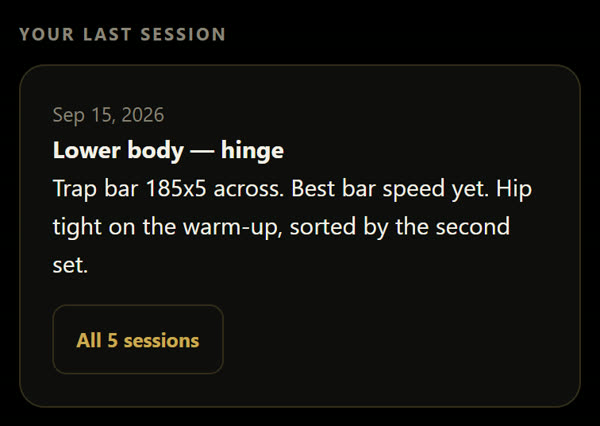 A written note from a client's last session